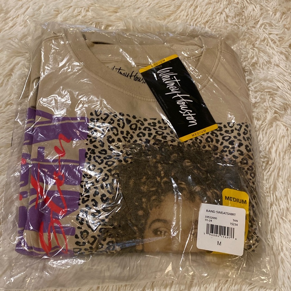 Whitney Houston NWT Medium band sweatshirt!  Tan color with great accent colors!